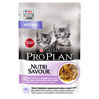 Пресервы Pro Plan Nutri Savour Kitten для котят, беременных и кормящих кошек, кусочки с индейкой в соусе 85 г