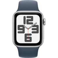 Умные часы Apple Watch SE 2 40 мм (алюминиевый корпус, серебристый/грозовой синий, спортивный силиконовый ремешок M/L)