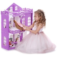 Кукольный домик Krasatoys Дом Элизабет с мебелью 000289 (белый/сиреневый)