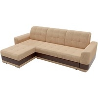 Угловой диван Mebelico Честер 61112 (левый, вельвет бежевый/экокожа коричневый)