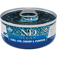 Консервированный корм для кошек Farmina N&D Ocean Tuna, Cod, Shrimp & Pumpkin Adult (с тунцом, треской, креветками и тыквой) 70 г