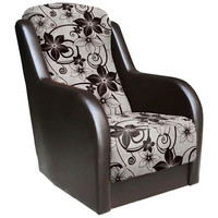 Интерьерное кресло Асмана Дачник-1 (рогожка цветок крупный коричневый/кожзам кор.)