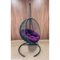 Подвесное кресло Craftmebel Кокон Круглое Премиум (черный/фиолетовый)