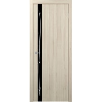 Межкомнатная дверь Юркас Stark ST12 ДО 60x200 (капучино/lacobel черный с рис.)