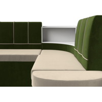 Угловой диван Лига диванов Тефида 114210 (микровельвет, бежевый/зеленый)