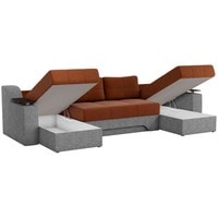 П-образный диван Craftmebel Сенатор (п-образный, н.п.б., рогожка, коричневый/серый)