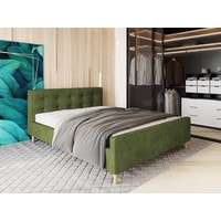 Кровать Настоящая мебель Pinko 140x200 (вельвет, с ПМ, зеленый)