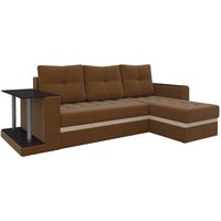Угловой диван Лига диванов Атланта М 28464 (правый, микровельвет, коричневый)