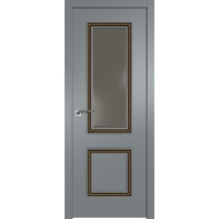 Межкомнатная дверь ProfilDoors 63SMK (кварц матовый, кожа toscana светлая, золотая патина)