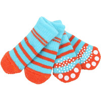 Носочки для животных Puppia Nitty-Gritty PAND-SO1176-AQ-S (голубые с красными полосками)