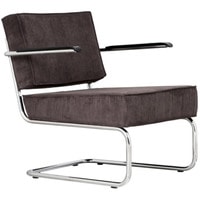 Интерьерное кресло Zuiver Ridge Rib с банкеткой и подлокотником (темно-коричневый/хром) в Барановичах