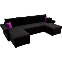 П-образный диван Лига диванов Милфорд 31574 (микровельвет, черный)