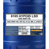 Трансмиссионное масло Mannol Hypoid LSD 85W-140 20л
