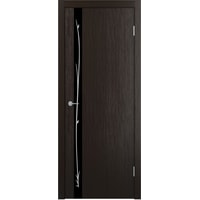 Межкомнатная дверь Юркас Stark ST12 ДО 90x200 (венге/lacobel черный с рис.)