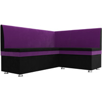 Угловой диван Лига диванов Уют правый 109623 (микровельвет, черный/фиолетовый)