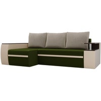 Угловой диван Лига диванов Майами 103026 (левый, микровельвет/экокожа, зеленый/бежевый)