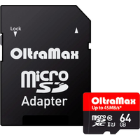 Карта памяти OltraMax Elite OM064GCSDXC10UHS-1-ElU1 microSDXC 64GB (с адаптером)