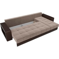 Угловой диван Лига диванов Дубай 105800 (правый, велюр/экокожа, коричневый/коричневый)