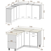 Готовая кухня Кортекс-мебель Корнелия Лира 1.5x1.3 (капучино/оникс/мадрид)