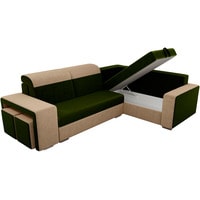 Угловой диван Лига диванов Модена 100275 (правый, микровельвет, зеленый/бежевый)