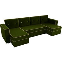 П-образный диван Лига диванов Принстон 31643 (микровельвет, зеленый)