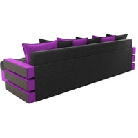П-образный диван Craftmebel Венеция П (бнп, вельвет, черный/фиолетовый)