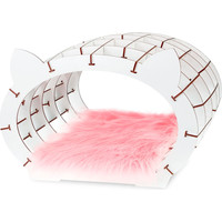 Сборная модель Eco-Wood-Art «Кошкин дом» белый каркас — розовый мех