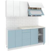 Готовая кухня Кортекс-мебель Корнелия Мара 1.8м (белый/голубой/мадрид)