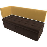 Угловой диван Лига диванов Стоун левый 115941L (микровельвет, коричневый/желтый)