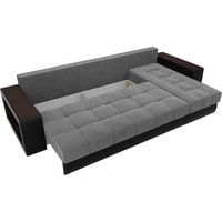 Угловой диван Лига диванов Дубай 105805 (правый, велюр/экокожа, серый/черный)