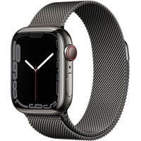 Умные часы Apple Watch Series 7 LTE 41 мм (сталь графитовый/миланский черный)