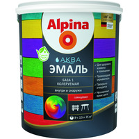 Краска Alpina Аква колеруемая. База 1 2.5 л (белый, шелковисто-матовый)
