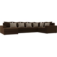 П-образный диван Лига диванов Мэдисон 28905 (микровельвет, коричневый/бежевый)