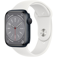 Умные часы Apple Watch Series 8 LTE 45 мм (алюминиевый корпус, полуночный/белый, спортивные силиконовые ремешки S/M + M/L)