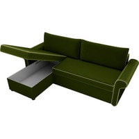 Угловой диван Лига диванов Милфорд 29061 (левый, микровельвет, зеленый)