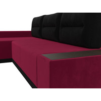 Угловой диван Лига диванов Чикаго левый 110762L (микровельвет бордовый/подушки черные)