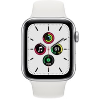 Умные часы Apple Watch SE 44 мм (алюминий серебристый/белый спортивный)
