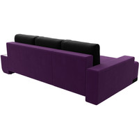 Угловой диван Лига диванов Чикаго левый 110752L (микровельвет фиолетовый/подушки черные)