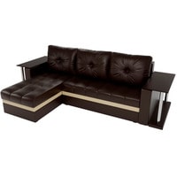 Угловой диван Craftmebel Атланта М угловой 2 стола (боннель, левый, коричневая экокожа)