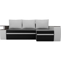 Угловой диван Лига диванов Майами 103041 (правый, экокожа, черный/белый/белый)
