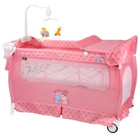 Манеж-кровать Lorelli Sleep'n'Dream 2 Layers Plus 2020 (pink hippo)
