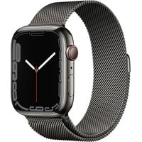 Умные часы Apple Watch Series 7 LTE 45 мм (сталь графитовый/миланский черный)