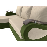 Угловой диван Лига диванов Меркурий лайт левый (микровельвет бежевый/микровельвет зеленый)