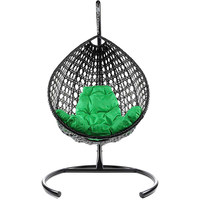 Подвесное кресло M-Group Капля Люкс 11030404 (черный ротанг/зеленая подушка)
