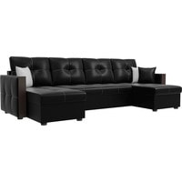 П-образный диван Лига диванов Валенсия 31453 (экокожа, черный)
