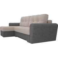 Угловой диван Лига диванов Амстердам 35183 (левый, рогожка, бежевый/серый)