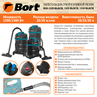 Пылесос Bort BSS-1525 Black