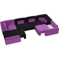 П-образный диван Mebelico Гермес-П 59318 (вельвет, черный/фиолетовый)