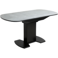 Кухонный стол Аврора Корсика стекло 120-151.5x80 (мрамор серый 12/черный)