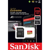 Карта памяти SanDisk Extreme microSDXC SDSQXAO-256G-GN6MA 256GB + адаптер